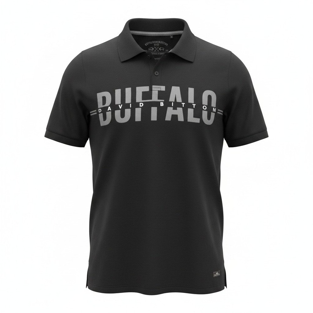 Buffalo David Bitton Narendo Polo Shirt Graphic Logo Live Free Black XL